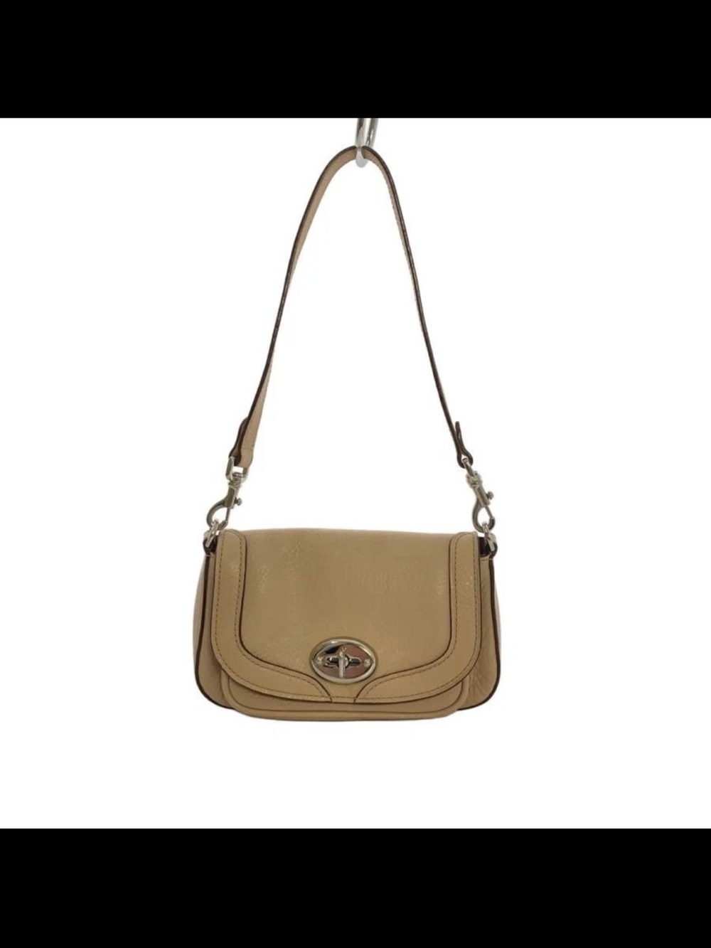 Mulberry Beige Leather Shoulder Bag with Turn-Lock